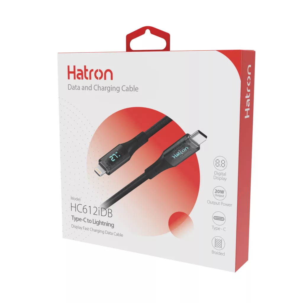 کابل تبدیل USB-C به لایتنینگ هترون مدل HC612IDB طول 1 متر