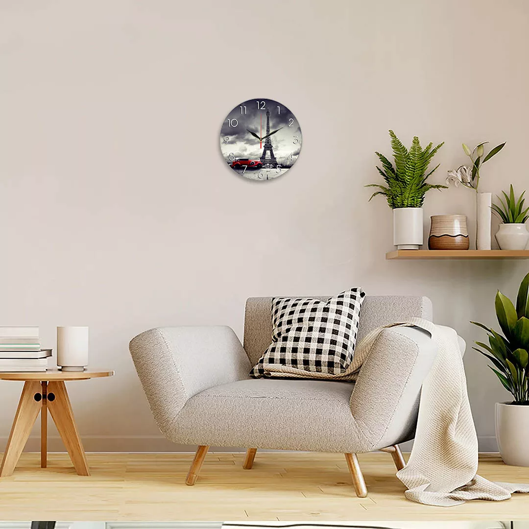ساعت دیواری طرح برج ایفل پاریس و ماشین قدیمی کد 1267