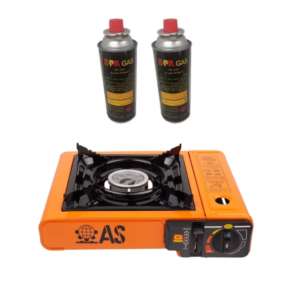 اجاق سفری مدل AS به همراه دو عدد کپسول گاز سفری