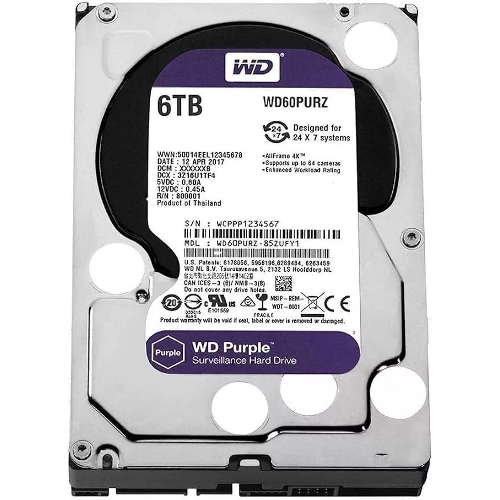 هارددیسک اینترنال وسترن دیجیتال مدل Purple WD63PURZ ظرفیت 6 ترابایت