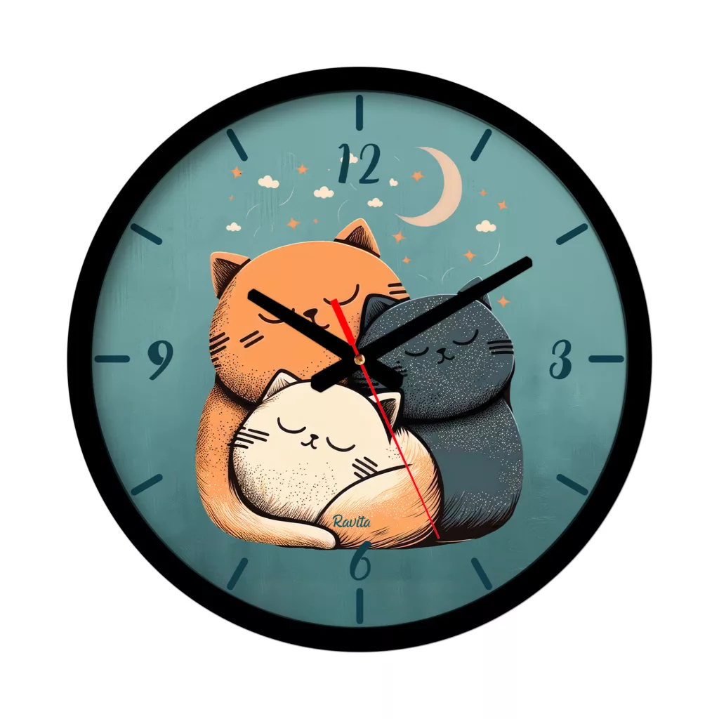 ساعت دیواری کوارتز راویتا مدل گربه کد 3621