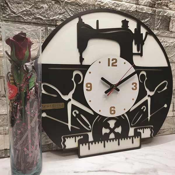 ساعت دیواری آذرلاکچری طرح خیاطی کد kh01