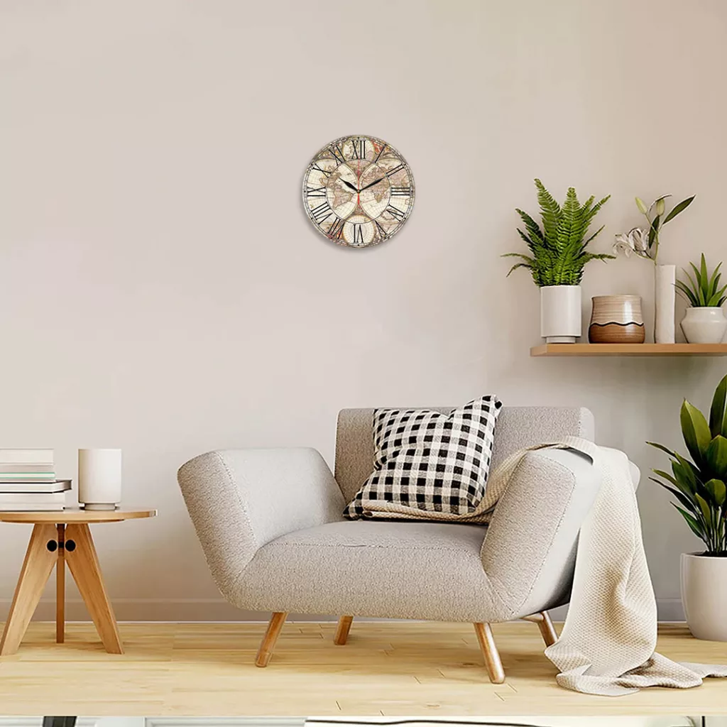 ساعت دیواری طرح نقشه قدیمی جهان کد 1324