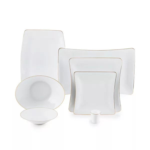 سرویس غذاخوری 30 پارچه 6 نفر چینی زرین ایران مدل وینچی زرین یک خط طلا درجه 3