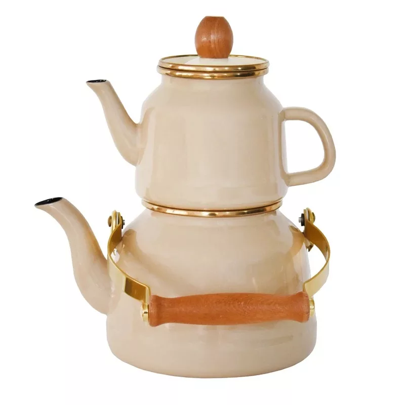 ست کتری و قوری مدل لعابی کد 4900 گنجایش کتری ۲.۵ لیتر گنجایش قوری ۱ لیتر