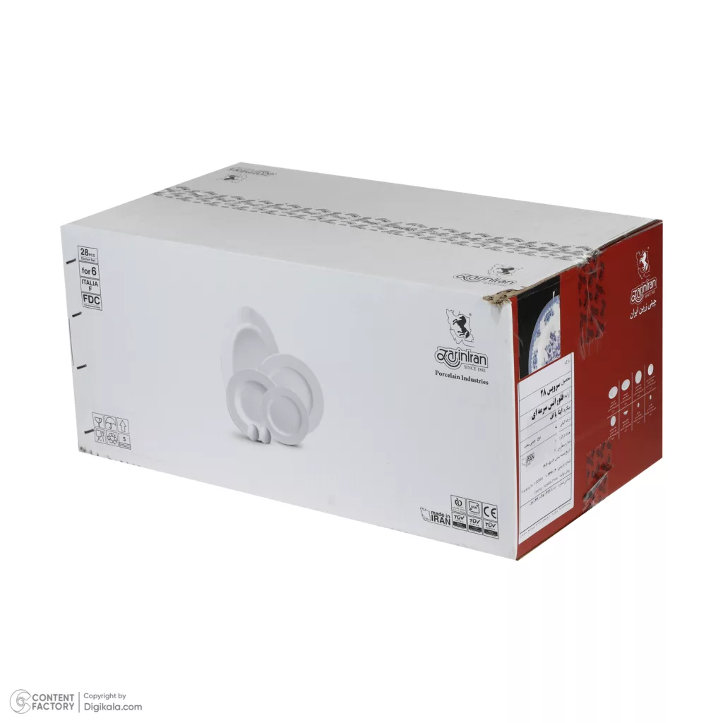 سرویس غذاخوری 28 پارچه چینی زرین ایران مدل ایتالیا اف فلورانس درجه یک