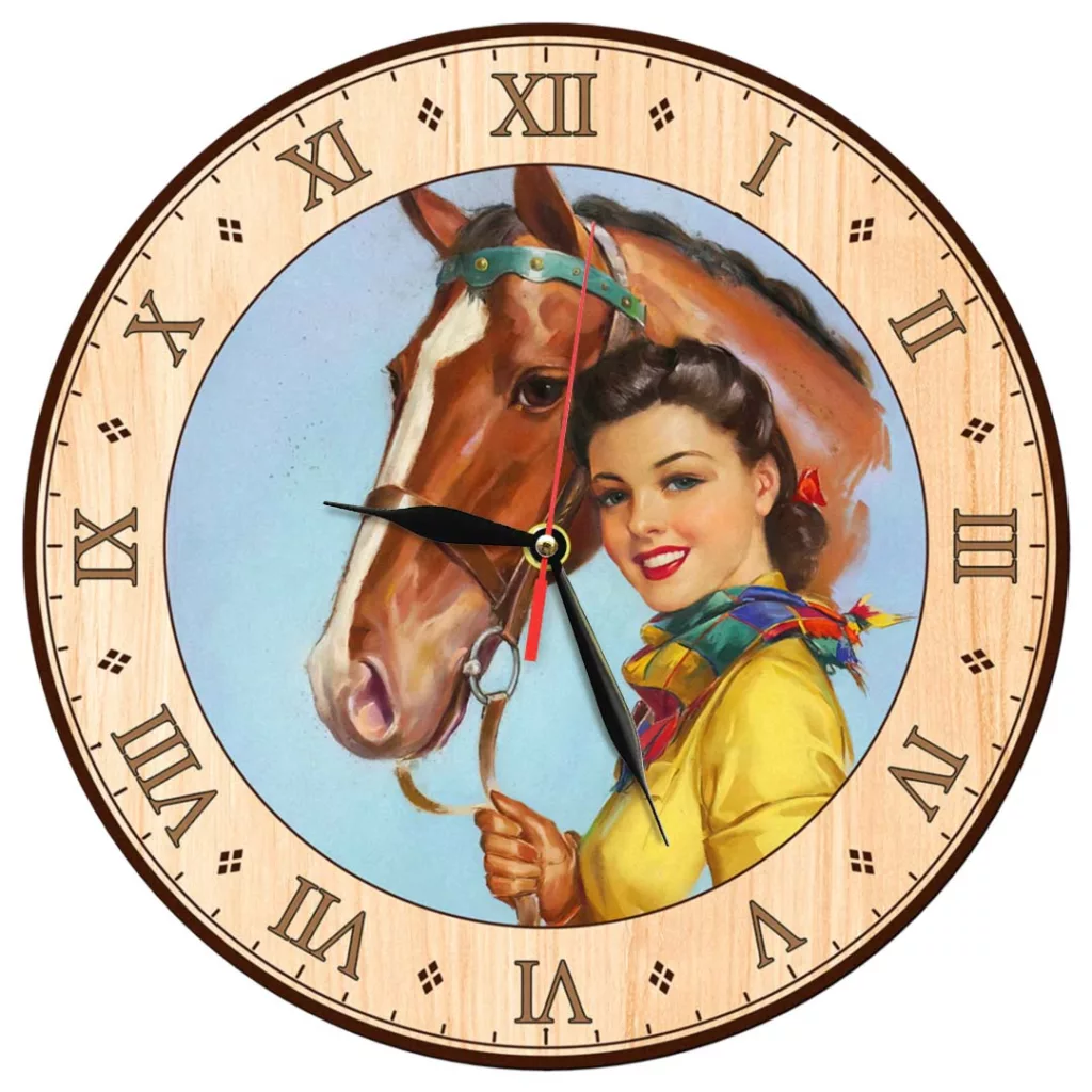 ساعت دیواری کوارتز طرح دختر و اسب کد 1363