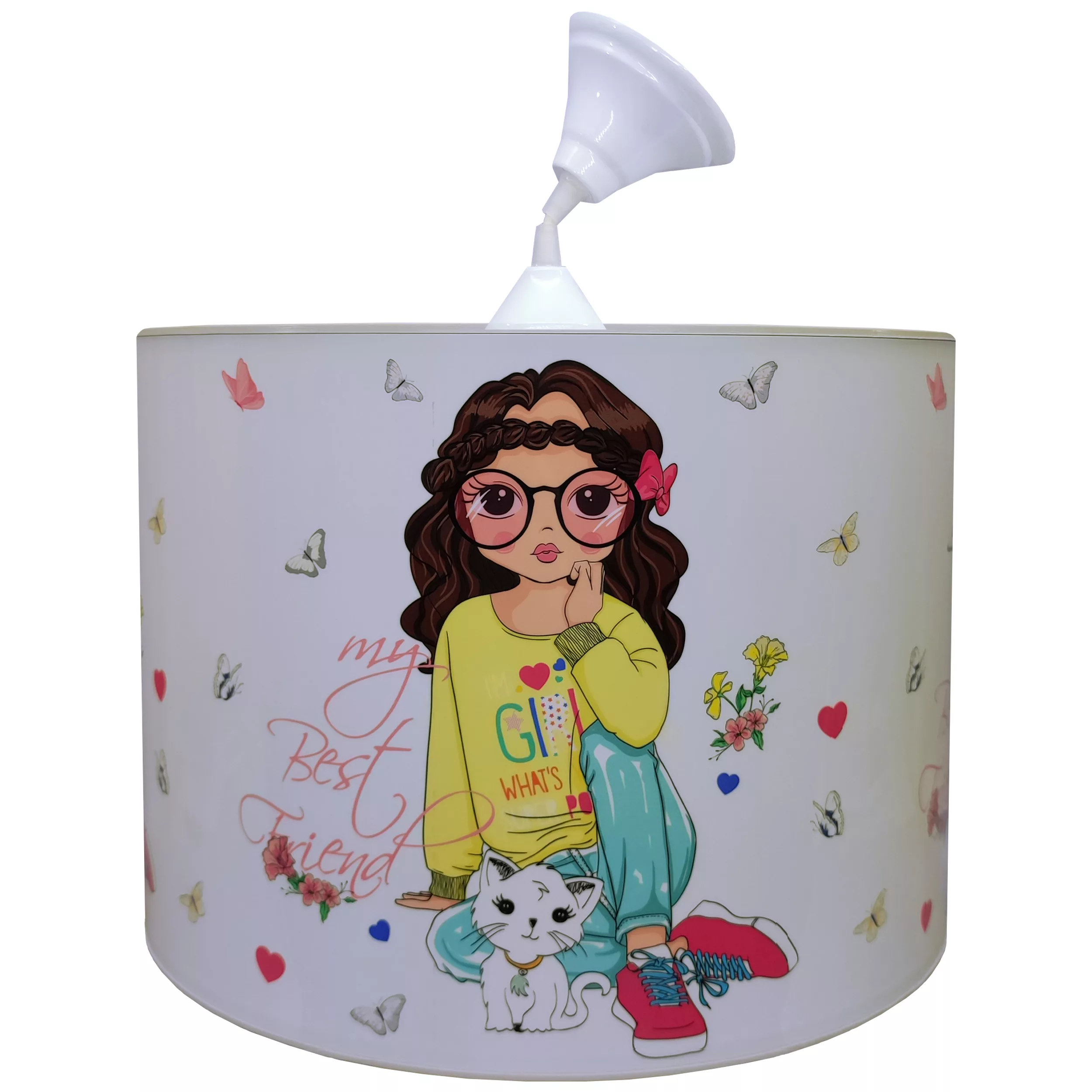 لوستر اتاق کودک مدل دختر و گربه و پروانه