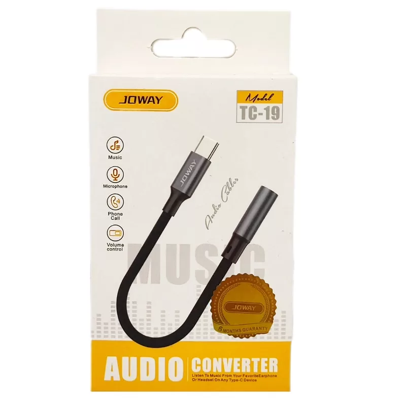 مبدل USB-C به 3.5 میلی متری جووی مدل TC-19 طول 0.12 متر