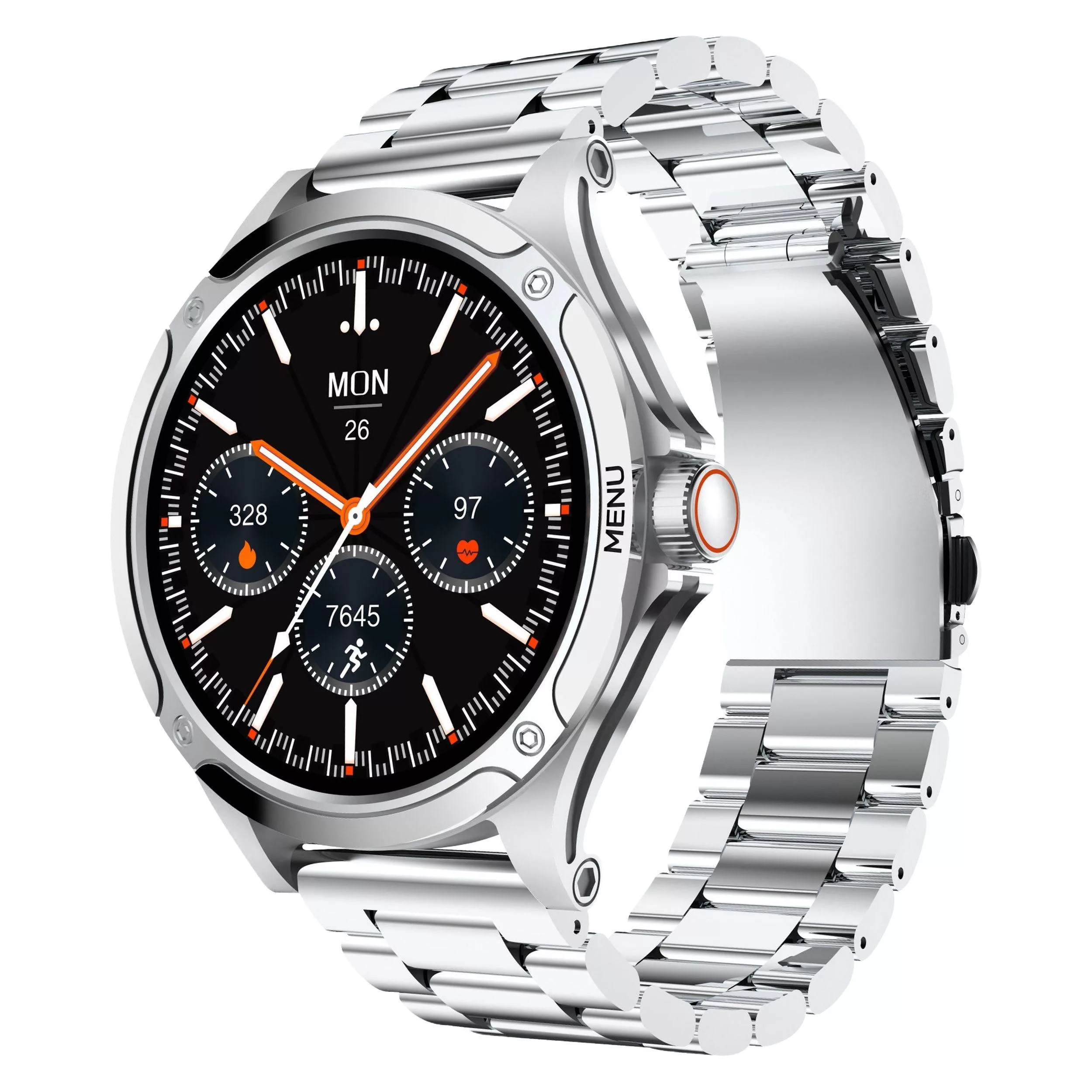 ساعت هوشمند تی سی اچ مدل TCH HD2 3D Hero2 دارای قابلیت های کنترل موسیقی (Music Player)، پشتیبانی از زبان فارسی در منو و سیستم‌عامل بند فلز