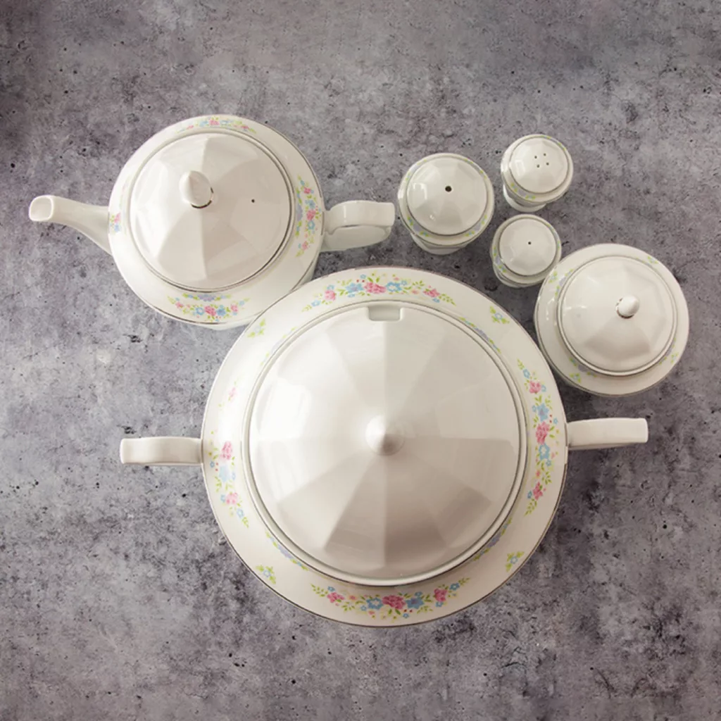 سرویس غذاخوری چینی زرین ایران مدل 103 پارچه نئوکلاسیک گلاریس درجه عالی