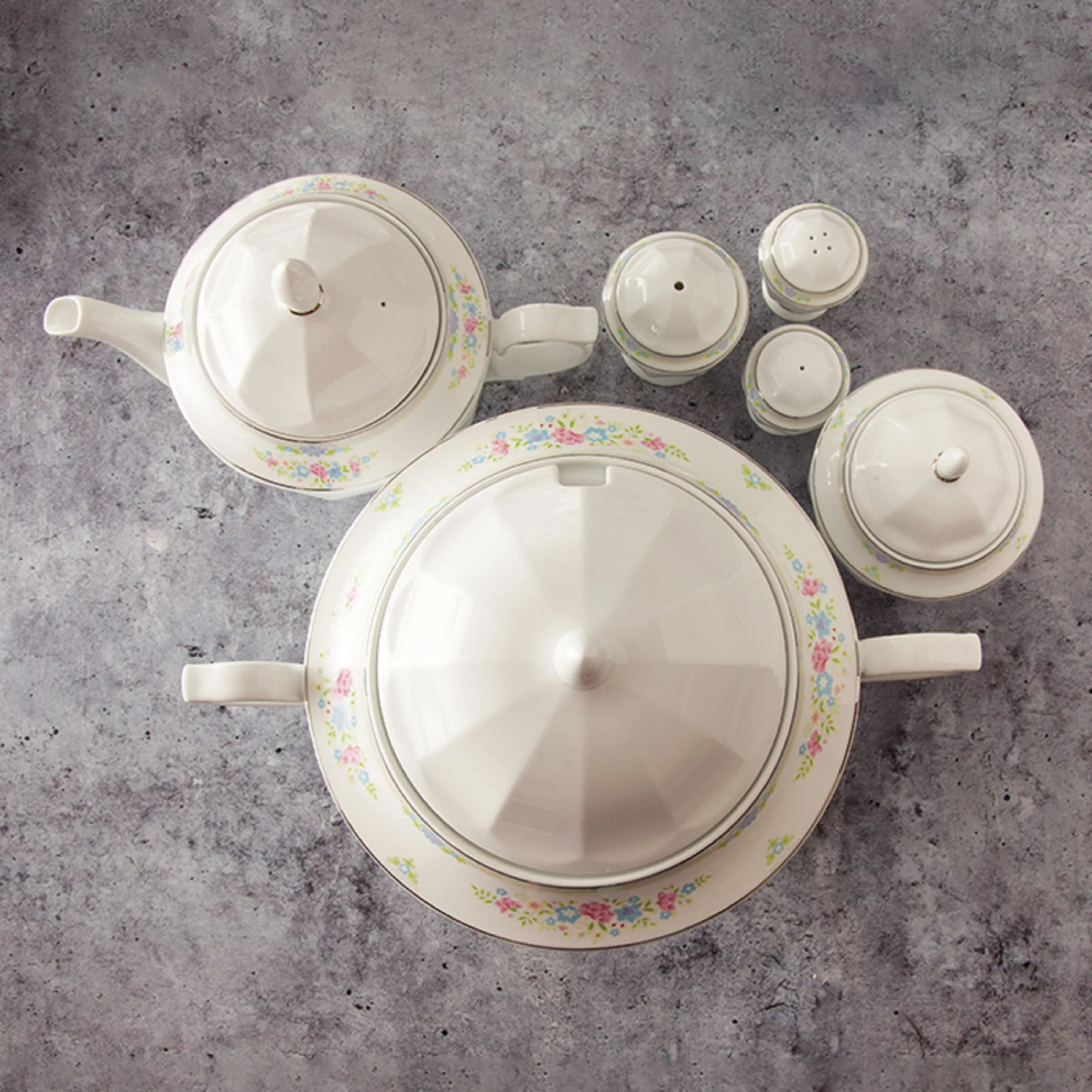 سرویس غذاخوری چینی زرین ایران مدل 103 پارچه نئوکلاسیک گلاریس درجه عالی