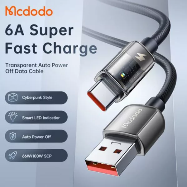 کابل تبدیل USB به USB-C مک دودو مدل Auto Power Off طول 1.2متر