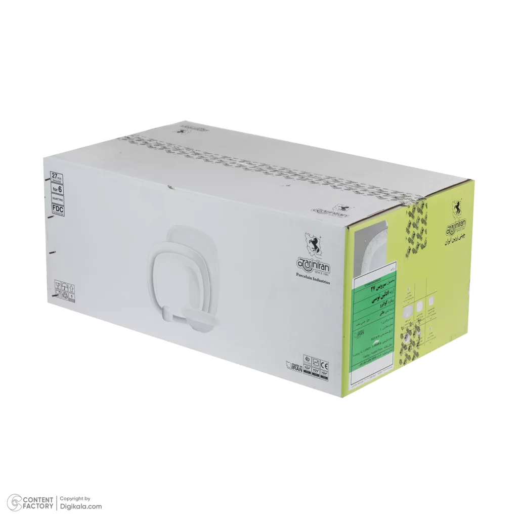 سرویس غذاخوری 27 پارچه چینی زرین ایران سری کواترو مدل ادلین درجه عالی