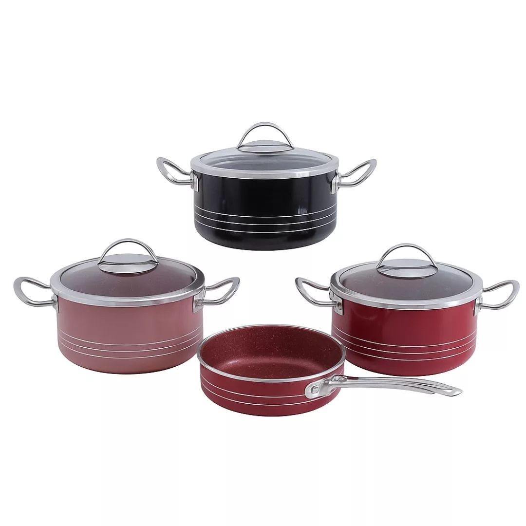 سرویس قابلمه و تابه گرانیت 11 پارچه آذین مدل لب پیچ