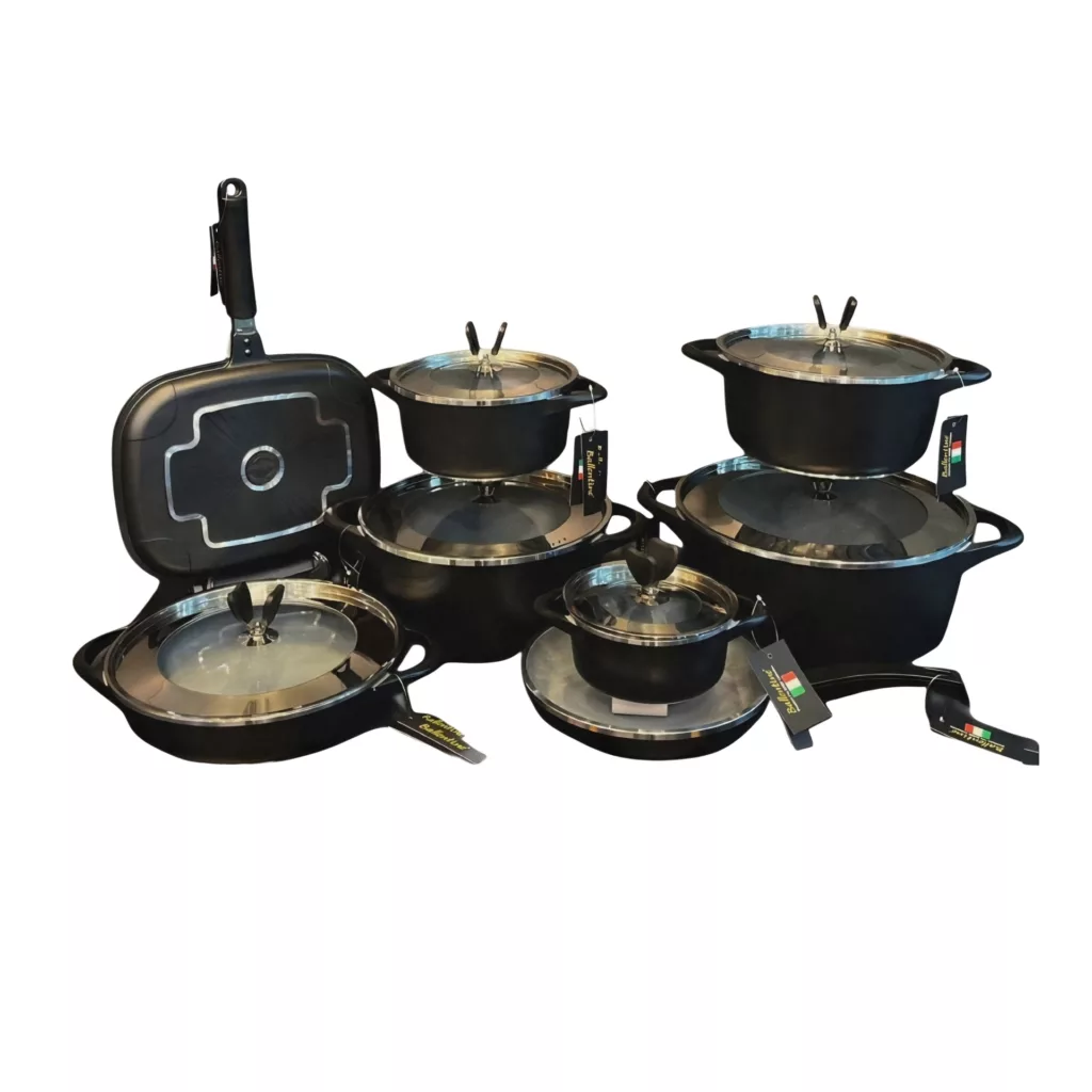 سرویس قابلمه و تابه گرانیتی 17 پارچه بالنتین مدل ایتالیا کد 700019