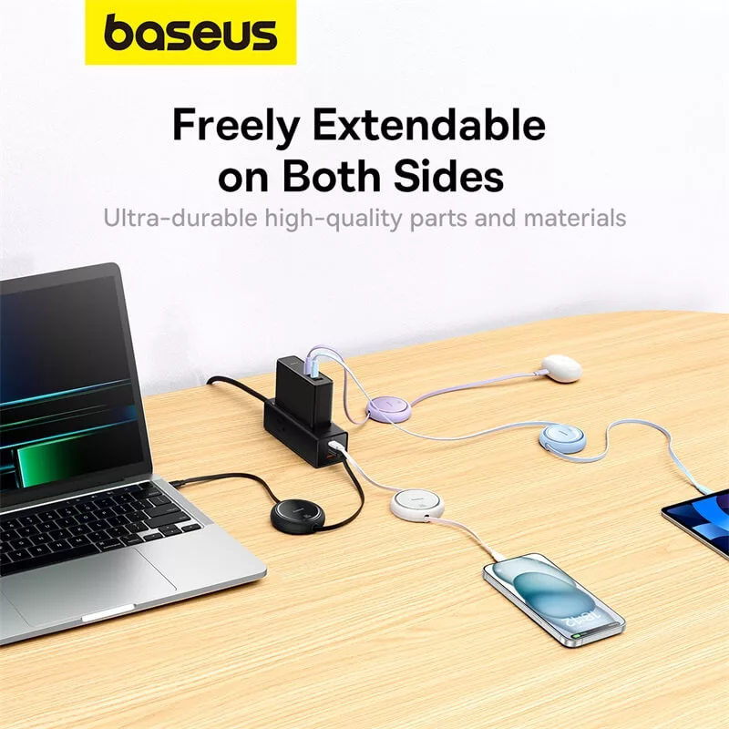 کابل USB-C  بیسوس مدل Free2Draw Mini Retractable 100W طول 1 متر