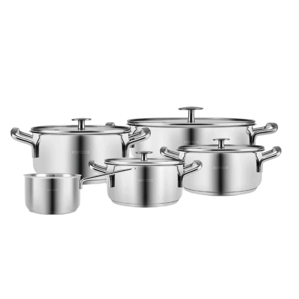 سرویس قابلمه و تابه استیل 9 پارچه کاراجا مدل Aris İnduksiyon