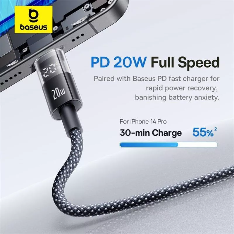 کابل تبدیل USB-C به لایتنیگ بیسوس مدل Display 2 Fast Charging طول 2 متر