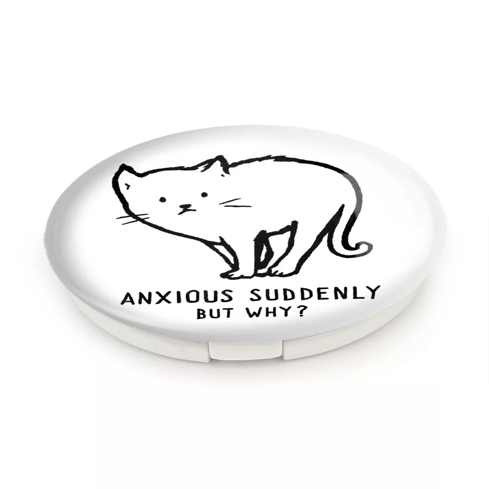 آینه جیبی خندالو طرح گربه مضطرب مدل تاشو کد 29317