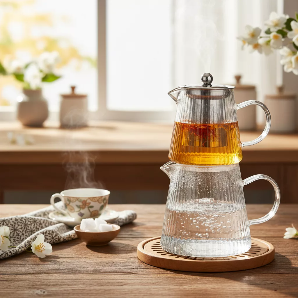 ست کتری و قوری مدل شعله مستقیم کامفورت کد 102 کنجایش کتری 2 لیتر گنجایش قوری 1 لیتر