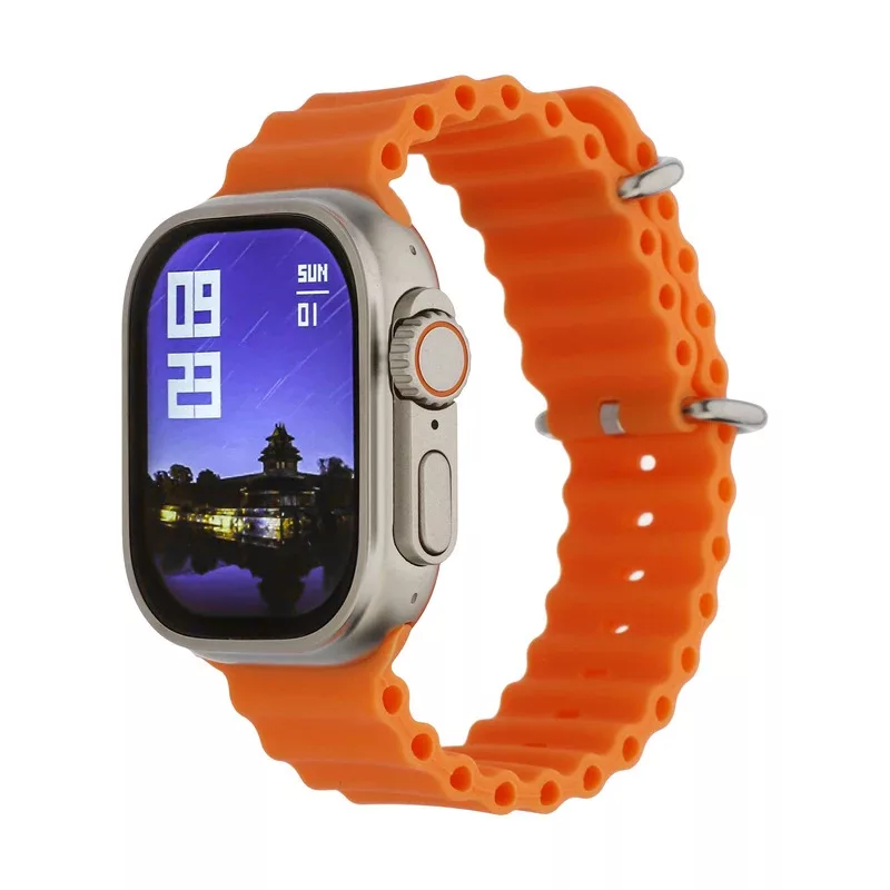 ساعت هوشمند مدل Ultra 7 in 1 strap دارای قابلیت های صفحه نمایش رنگی، صفحه نمایش لمسی، کنترل موسیقی (Music Player)، قابلیت مکالمه از طریق بلوتوث، قابلیت تغییر طرح ساعت یا تم بند فلز