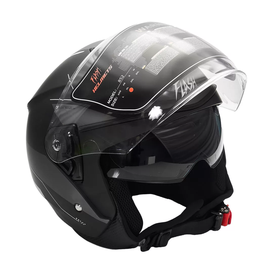 کلاه کاسکت بدون فک فلش مدل 852 matt black-gray