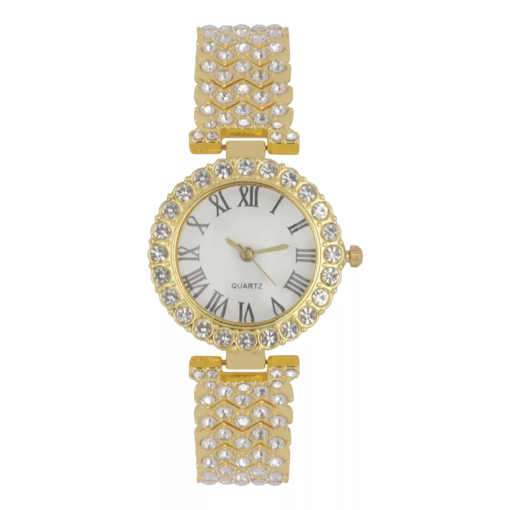 ساعت مچی عقربه‌ای کوارتز زنانه مدل دستبندی نگین‌دار کد 3