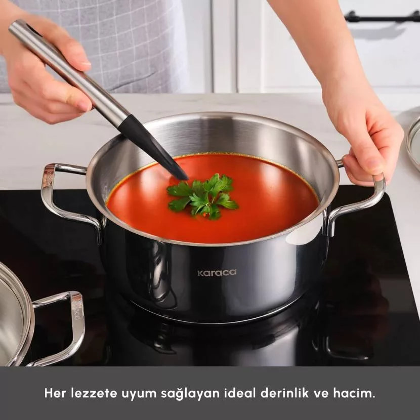 سرویس قابلمه و تابه استیل 9 پارچه کاراجا مدل Aris İnduksiyon