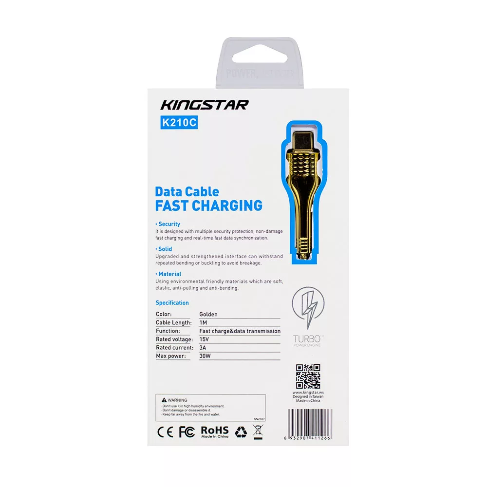 کابل تبدیل USB به USB-C کینگ استار مدل K210C طول 1 متر