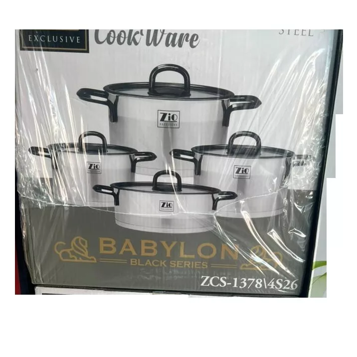 سرویس قابلمه و تابه استیل ۸ پارچه زیو مدل ZCS-1378/4S26