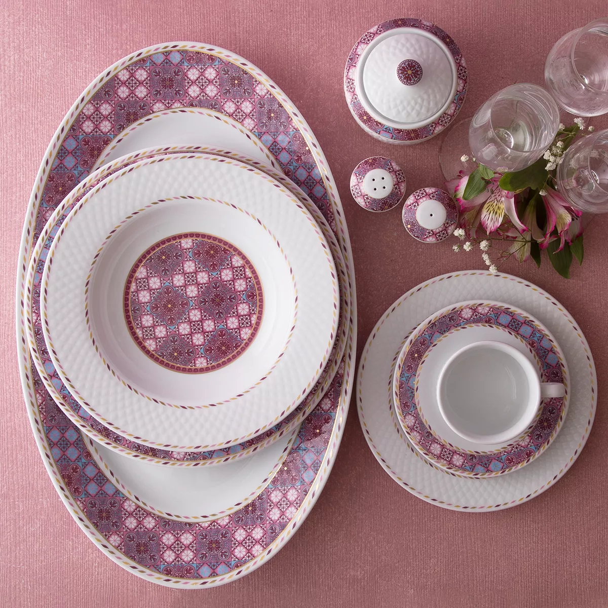 سرویس غذاخوری 102 پارچه چینی زرین ایران مدل رادیانس توسکانی درجه یک