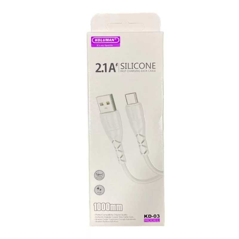 کابل تبدیل USB به USB-C کلومن مدل KD-03 طول 1 متر