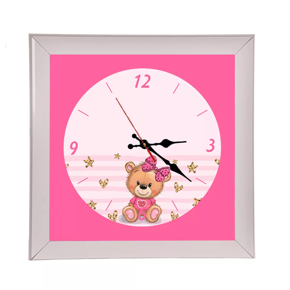 لوستر اتاق کودک مدل خرس دخترانه به همراه آباژور و ساعت دیواری