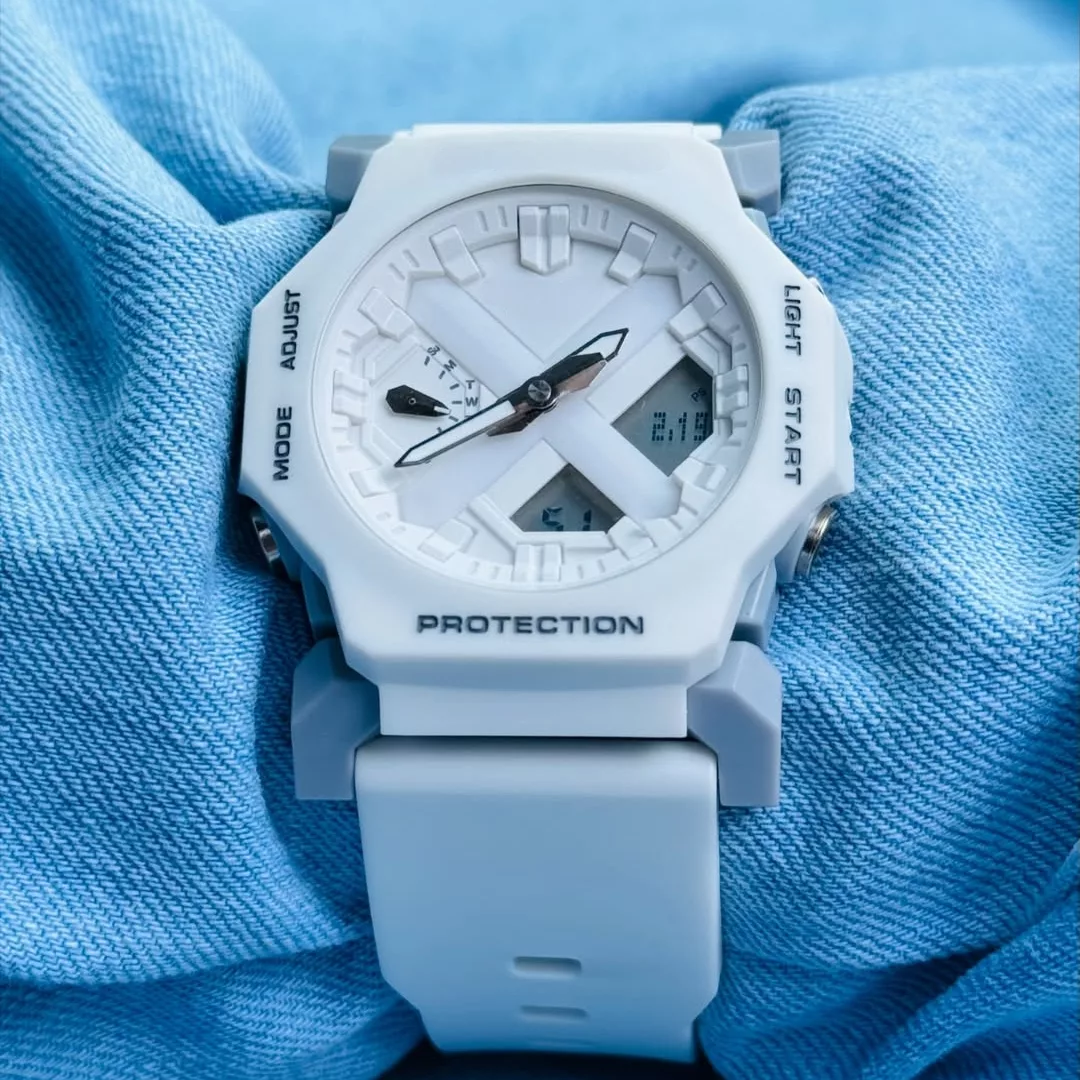 ساعت مچی عقربه‌ای کوارتز مدل دو زمانه کرنوگراف بند پیو کد e