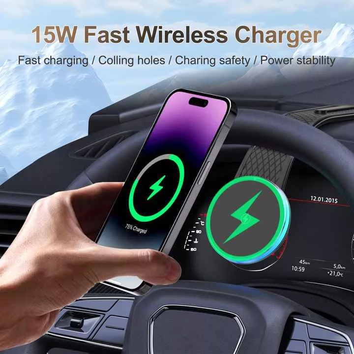 پایه نگهدارنده و شارژر بی سیم گوشی موبایل مدل 15W Magnetic wireless charger and phone stand