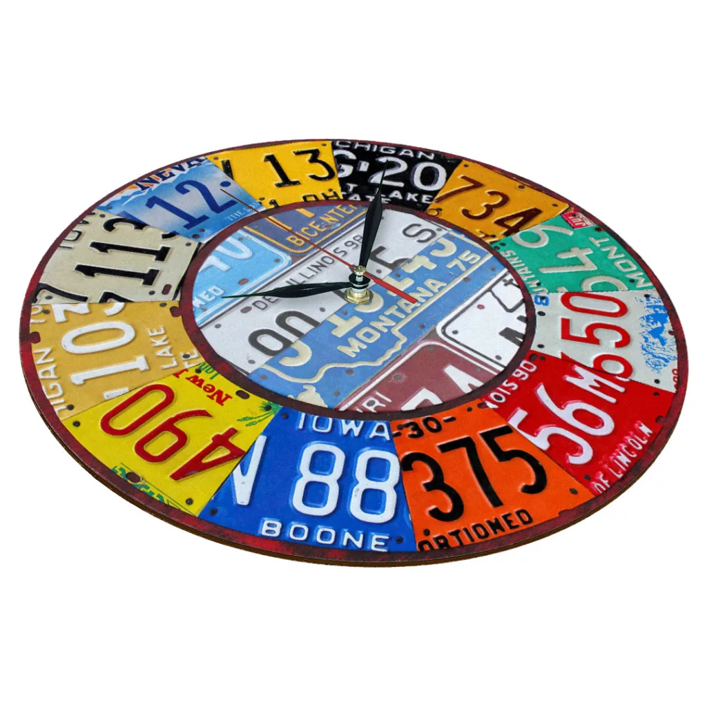 ساعت دیواری طرح پلاک ماشین خارجی کد 1219