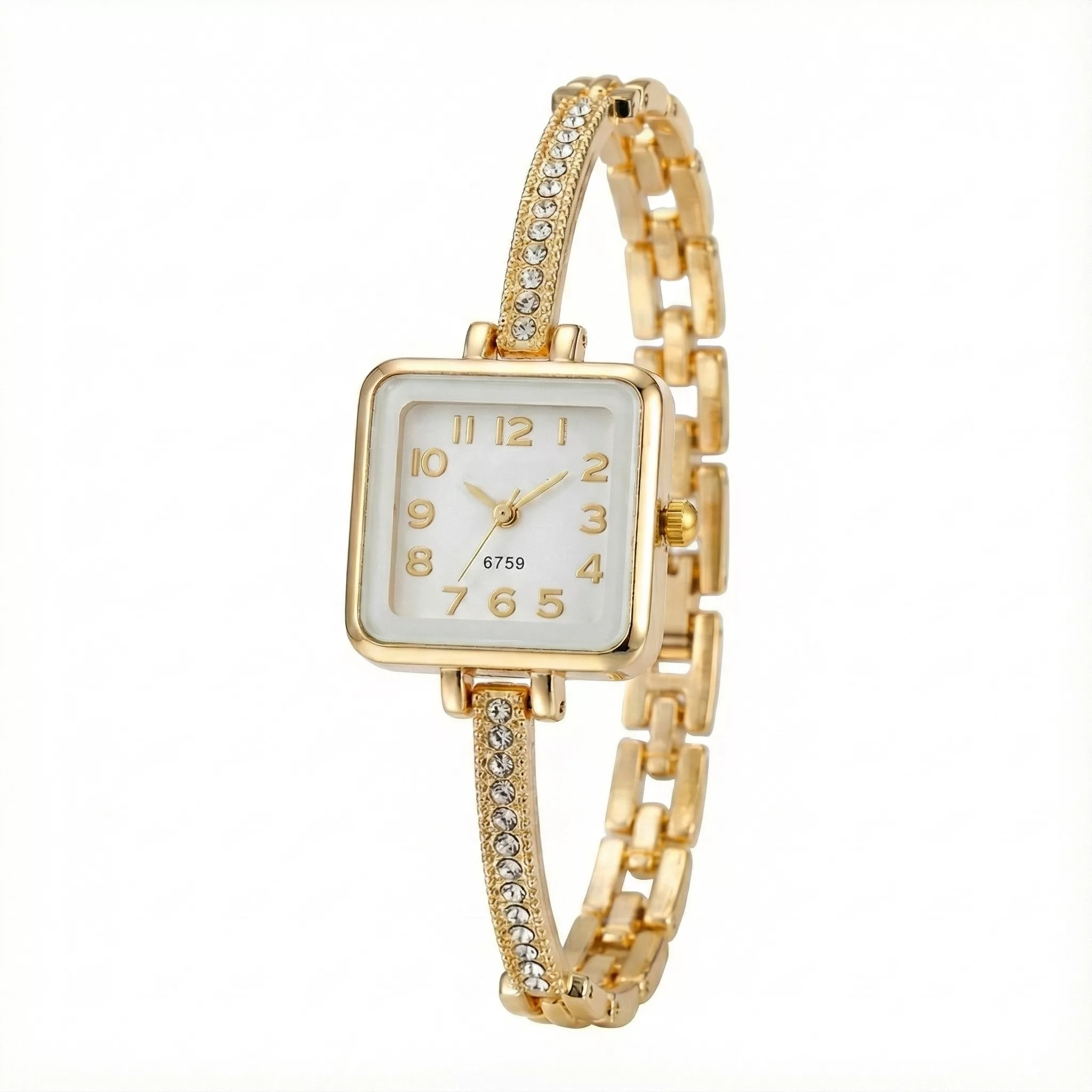 ساعت مچی عقربه‌ای کوارتز زنانه مدل لوکس بند زنجیری قفل دستبندی کد ۱۰