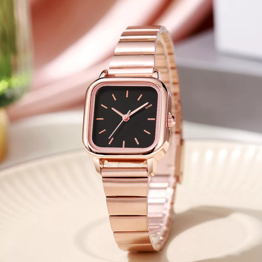 ساعت مچی عقربهای کوارتز زنانه مدل بند ریلی مربع کلاسیک 113B