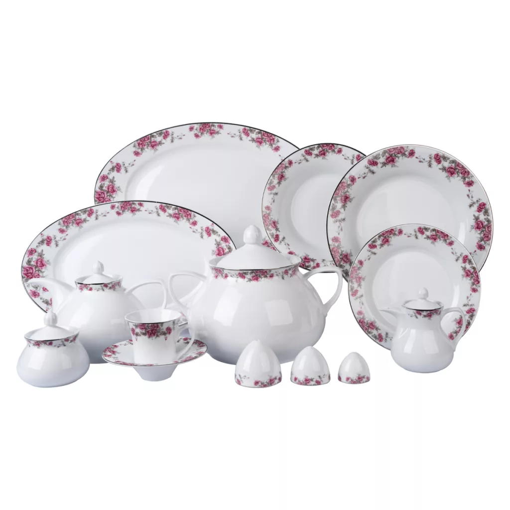 سرویس غذاخوری 108 پارچه 12 نفره چینی زرین ایران مدل شهرزاد آران درجه یک