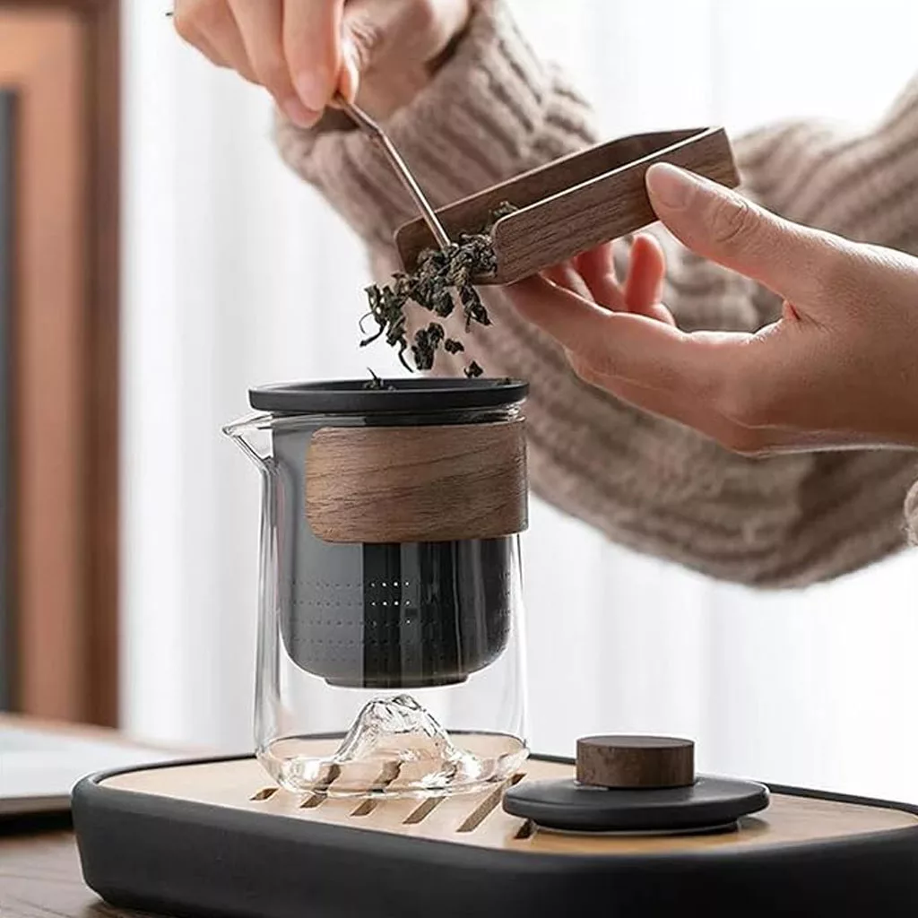 ست قوری و فنجان مدل کیف دار گنجایش قوری 0.325 لیتر مجموعه 5 عددی