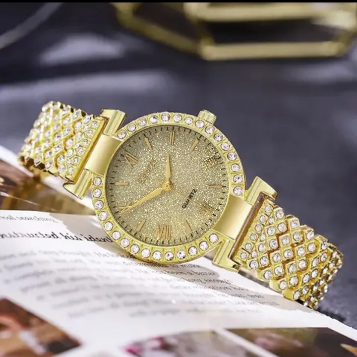 ساعت مچی عقربه ای زنانه مدل فول نگین الماسی کد t121