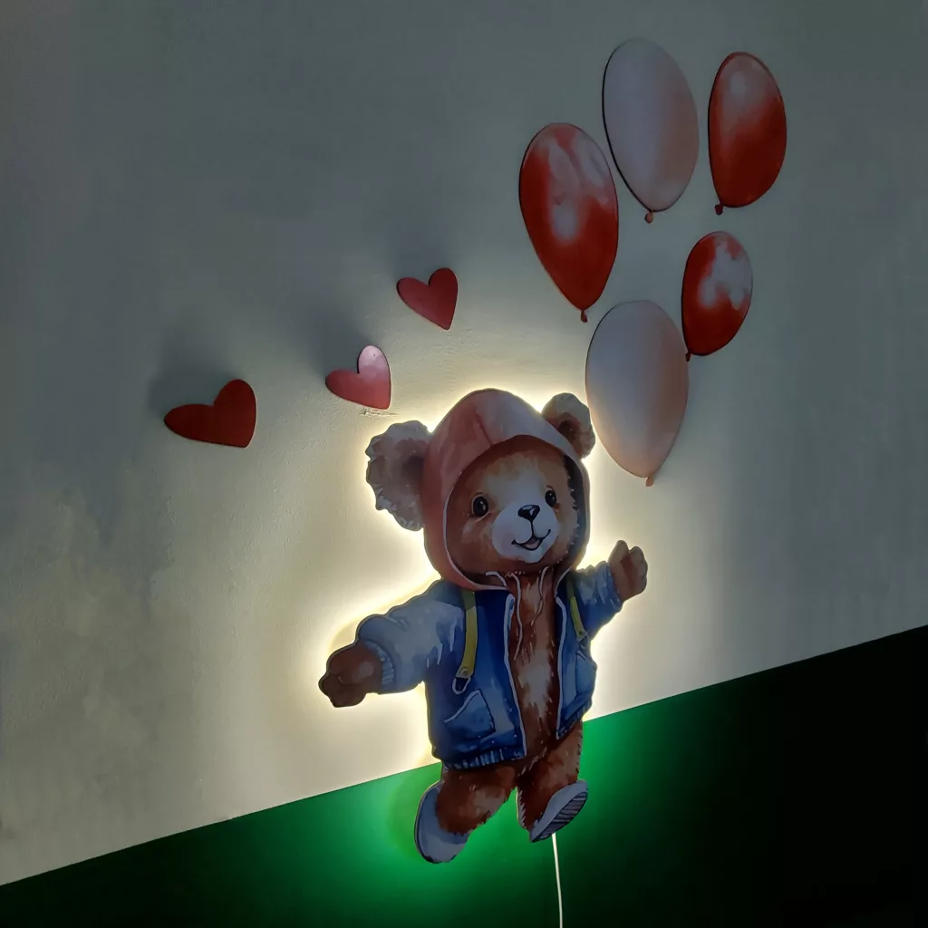 چراغ خواب اتاق کودک مدل دیواری طرح تدی