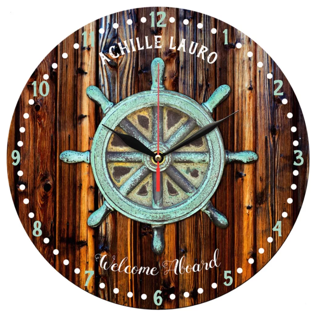 ساعت دیواری طرح سکان کشتی و چوب کد 1188