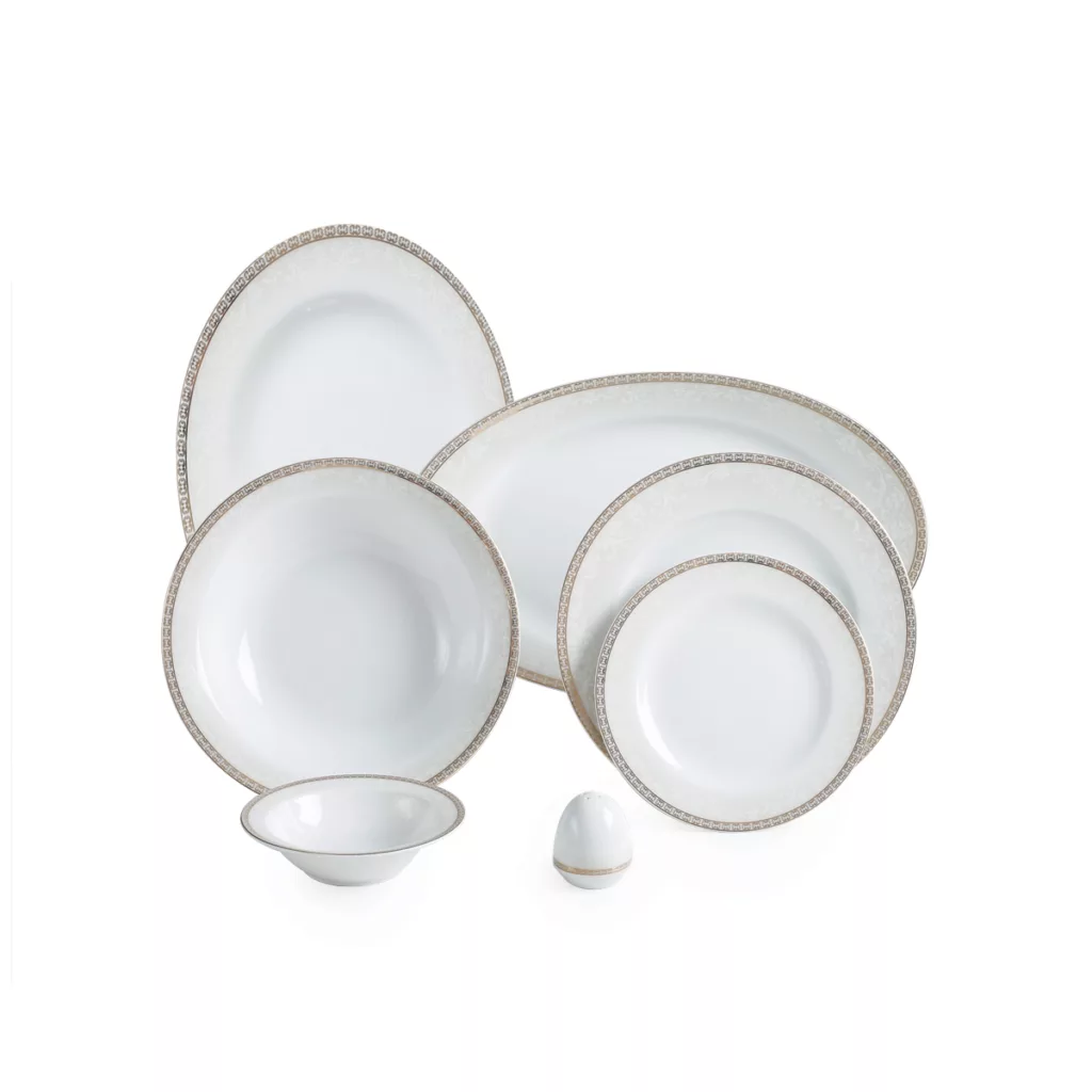 سرویس غذاخوری 28 پارچه 6 نفره چینی زرین ایران مدل  ریوا طلایی درجه یک