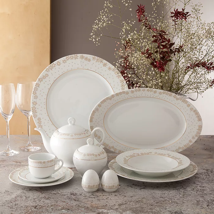 سرویس غذاخوری 74 پارچه چینی زرین ایران مدل ایتالیااف برایدال درجه عالی