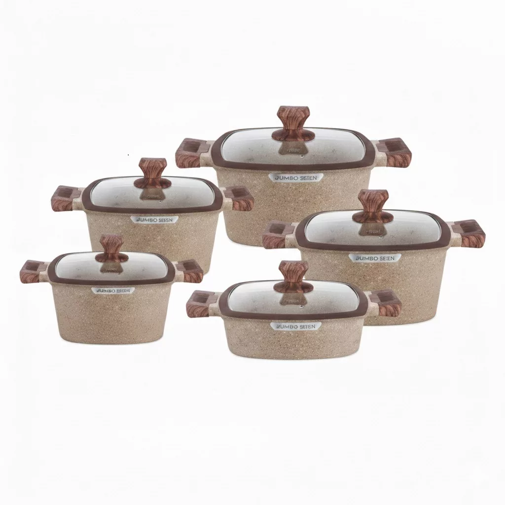 سرویس قابلمه و تابه گرانیتی 10 پارچه بازرگانی زیو مدل ZCS-8300/5S32 JUMBO SERIES