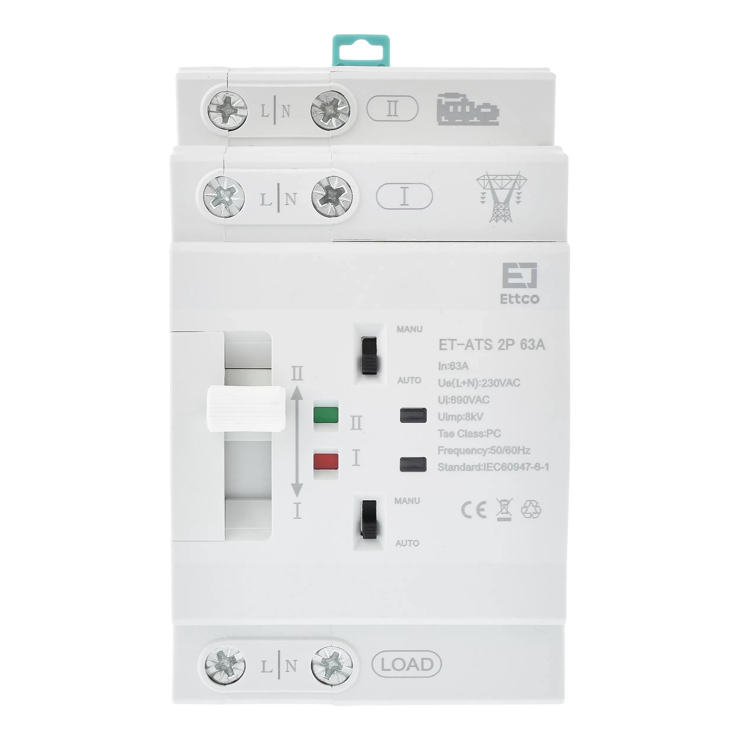 سوییچ انتقال خودکار اتکو مدل دوگانه قدرت 63 آمپرکد ET-ATS-2P-63A