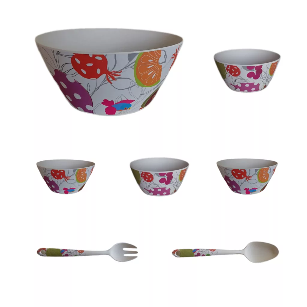 سرویس غذاخوری 7 پارچه مدل بامبو فایبر طرح میوه