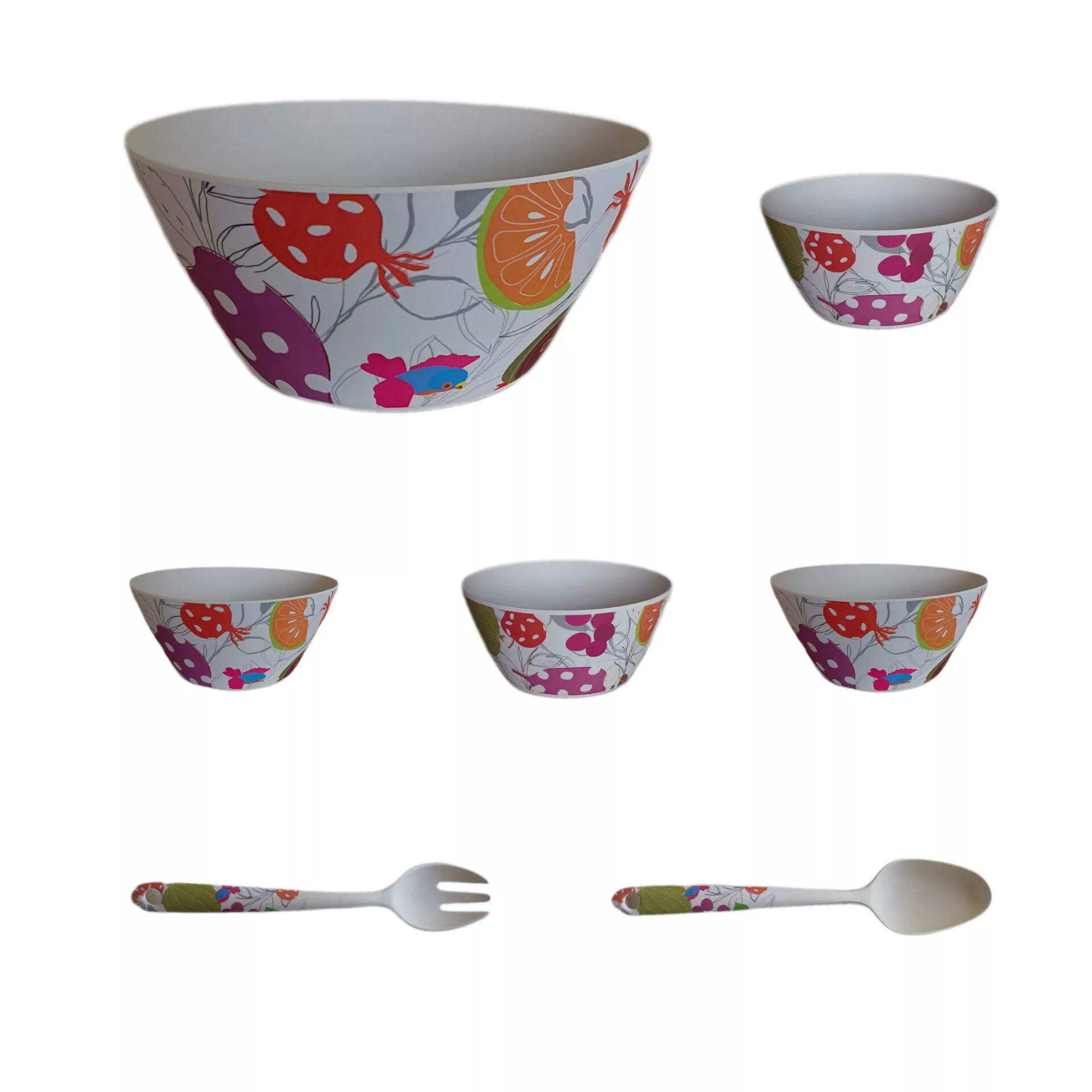 سرویس غذاخوری 7 پارچه مدل بامبو فایبر طرح میوه